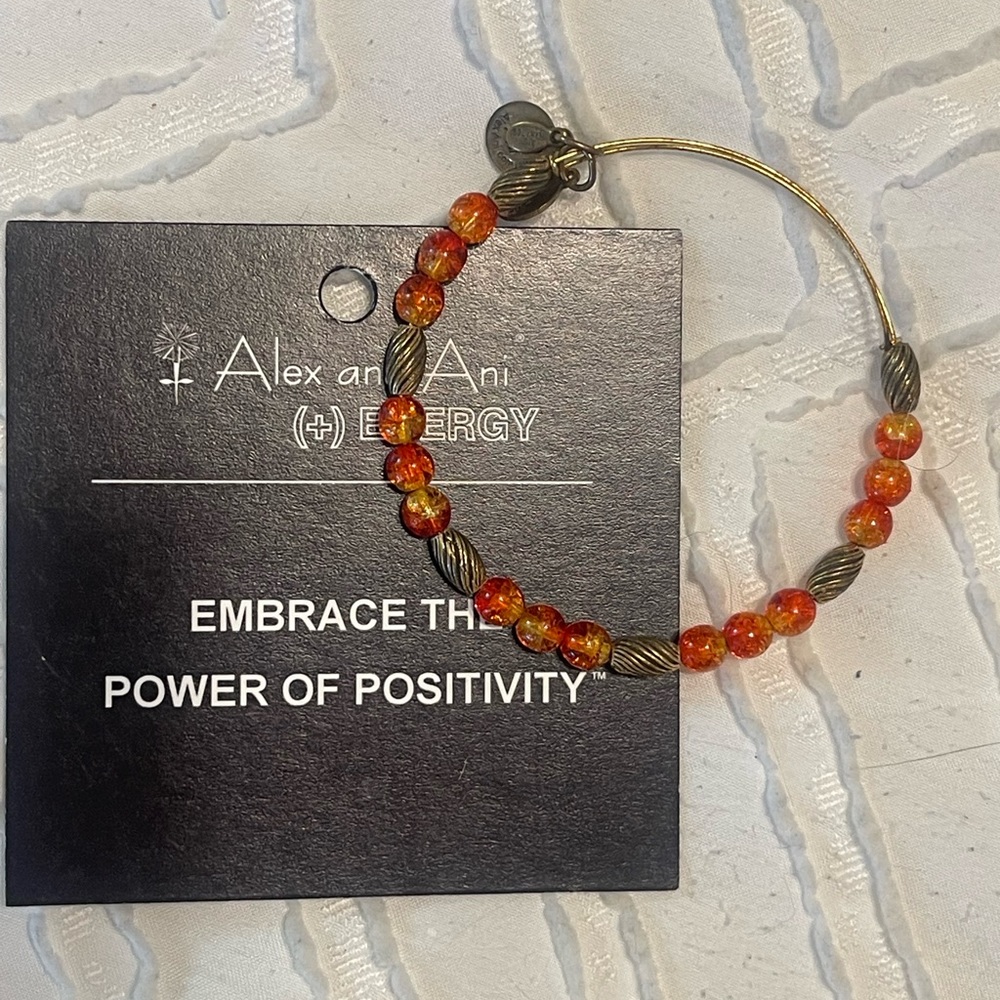 Alex and Ani Red/orange beaded bangle